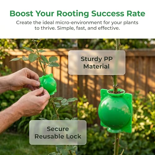 10 PCS Plant Root Growing Box, Reusable Air Layering Propagation Kit Plant Rooting Ball Rooting Ball Grafting Tools, Plant Rooting Grafting Box for Fast Propagation Plants Green Medium - view 4