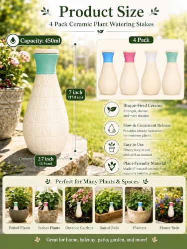 4 Pack Self Watering Stakes, Slow Release Plant Spikes for Plant Pots 15oz - view 5