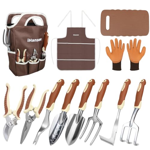 Brown Garden Tools Set 12-Piece, Gardening Gifts for Women Men