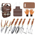 Brown Garden Tools Set 12-Piece, Gardening Gifts for Women Men