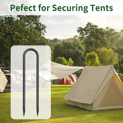 24 Inch Trampoline Stakes 3/8 Inch Dia U-Shaped Ground Anchors 8 Pack - view 6