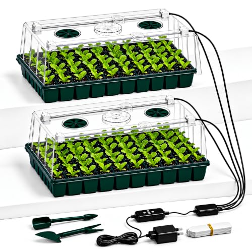 2-Pack 60-Cell Seed Starter Tray with Grow Light, 1-24H Timer