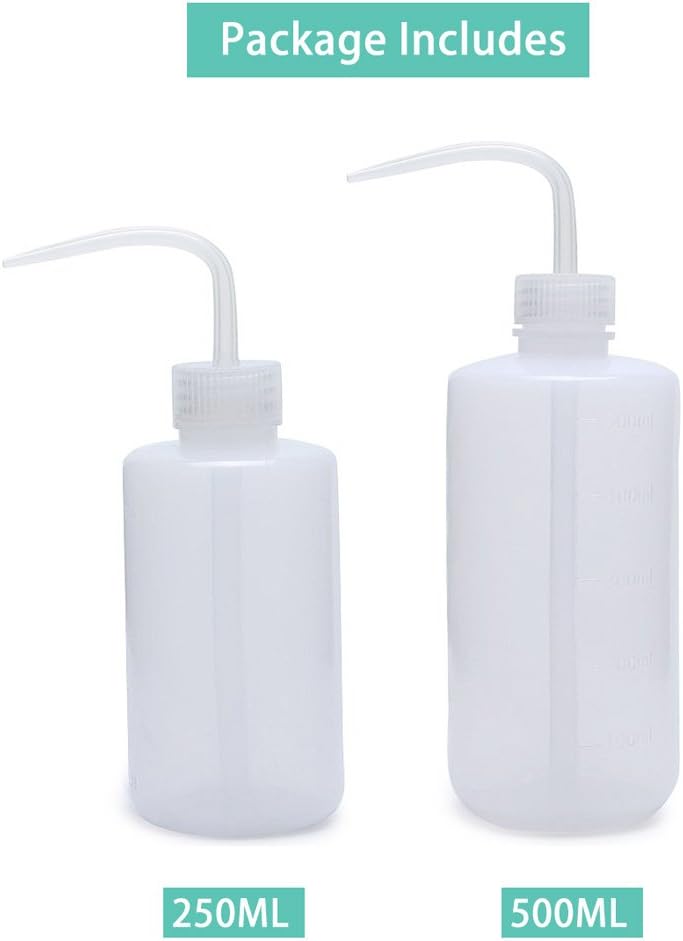 2 Pack Squeeze Succulent Watering Bottle, 250ML & 500ML Waterer Can | Small White Can,Bend Mouth Precise Pouring, for Seedlings & African Violets,Safety Plastic, Indoor House Plant Flower Use - view 2