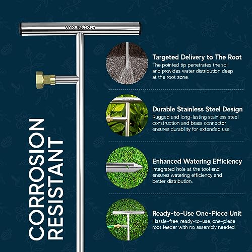 Stainless Steel Deep Root Feeder for Tree Watering Spike Tool Irrigation for Outdoor Plants System Wand T-Handle One-Piece - view 4