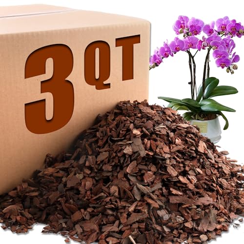 Orchid Potting Bark-3QT Organic Orchid Bark for Plants, All Natural Pine Bark Wood Chips Orchid Bark Potting Mix for Houseplant Mulch, Help Orchid Plants Root Health Development