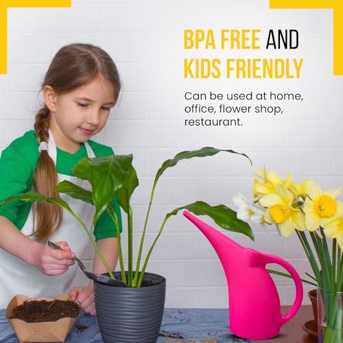 1 Pack Half (1/2) Gallon House Plant Watering can - Small Water can with Long spout - Indoor Watering can for Outdoor Plants and Garden - BPA Free Plastic (Pink) - view 6