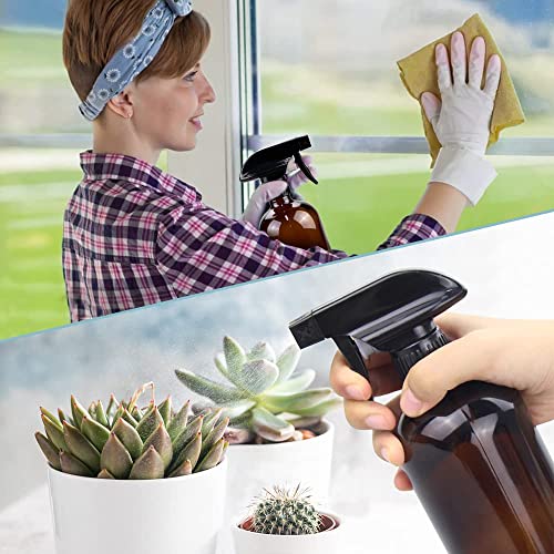 Glass Spray Bottle 16 oz for Cleaning, Plants (2 Pack, Amber) - view 5