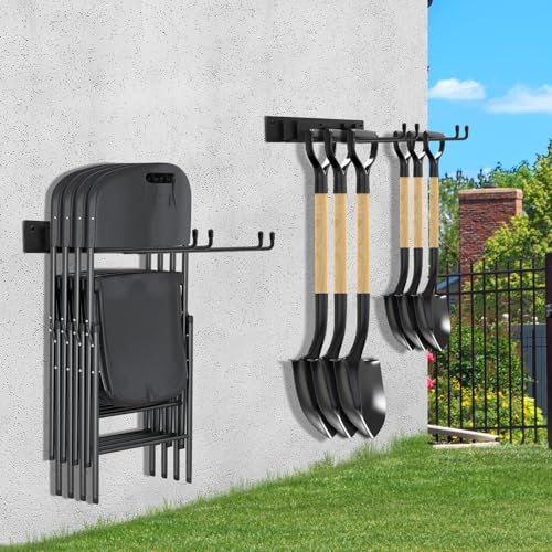 Folding Chair Rack,Metal Folding Chair Storage Rack - 2-Pack,Heavy Duty Design,Garage Organization & Foldable Chair Hanger - view 2