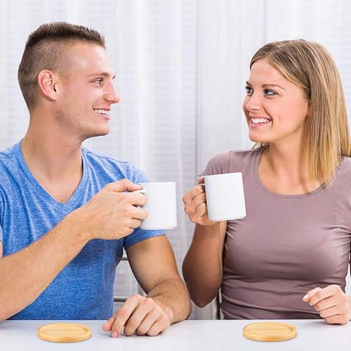 40 Pcs Round Bamboo Coasters for Drinks Small Plant Saucer - view 4