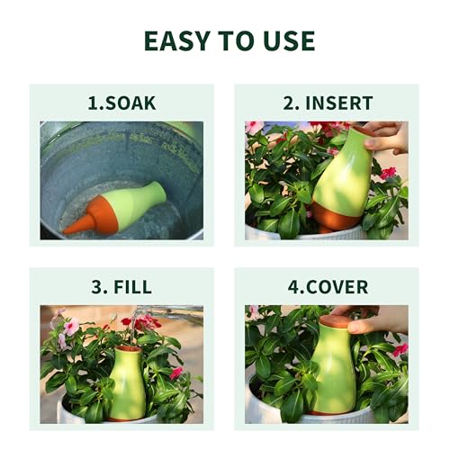16 oz Drip Irrigation Stakes, Large Plant Watering Globes, Olla Pots Plant Watering Devices, Self Watering Planter Insert, Watering Spikes for Outdoor Indoor Everyday Vacation Use, 4-Pack - view 4