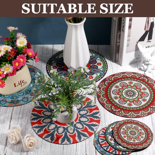 8 Pcs Boho Plant Pot Mat Plant Saucers for Indoors 2 Size 8.66" and 4.72" - view 5