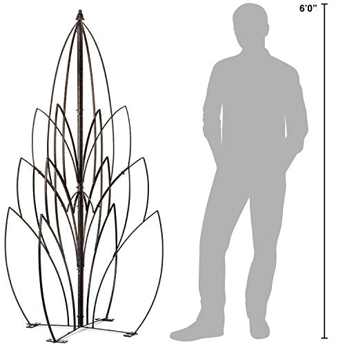 Lotus Bud Iron Obelisk Trellis for Climbing Plants, 69” Heavy Duty Garden Support with Ground Stakes, Outdoor Yard Art for Roses, Clematis, Patio & Courtyard - view 4