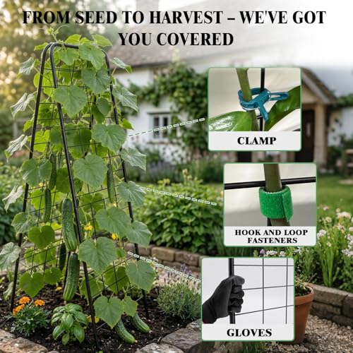 2 Pack Cucumber Trellis for Garden, A-Frame Vertical Arch Trellis - view 3