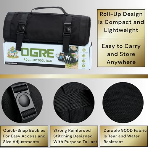 OGRE Roll-Up Garden Tool Bag Only, Heavy-Duty Organizer with 6 Pockets - view 3