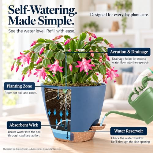 Self Watering Pots for Inoor Ourdoor Plants 8/7/6.5/6/5" Plastic Planters - view 6