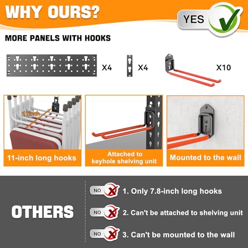 Garden Tool Organizer Wall Mount, Garage Folding Chair Storage Rack - view 4