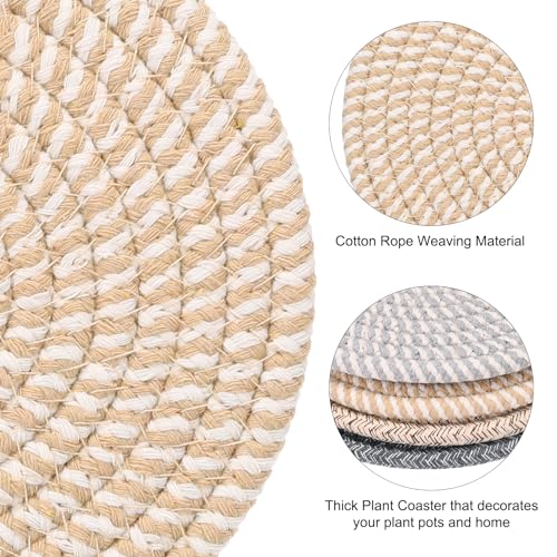 4-Pack Plant Coasters 7 Inch Woven Plant Mat Stripe Color Set - view 4