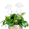 Mushroom Shaped Self-Watering Globes - 2 Pack Glass Automatic Plant Waterer for Indoor Outdoor Plants, Water Bulbs & Decorative Stakes for Plant Lovers