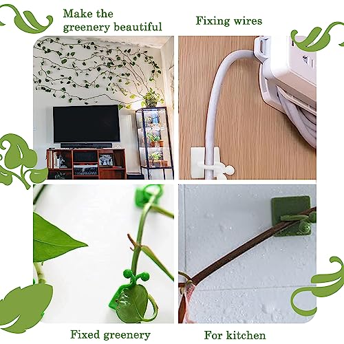 100Pcs Plant Climbing Wall Fixture Clips,Plant Fixer Invisible Wall Vines Fixing Clips Self-Adhesive Clips Plant Vine Traction for Indoor Outdoor Decoration and Cable Wire Fixing (Green) - view 4