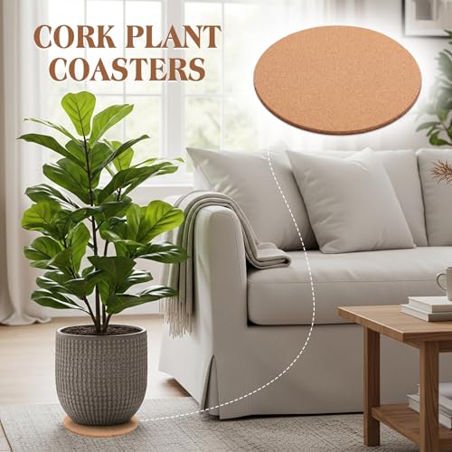 20 Pcs Cork Plant Coasters, Assorted Round Cork Trivet, 4/6/8 Inch - view 6