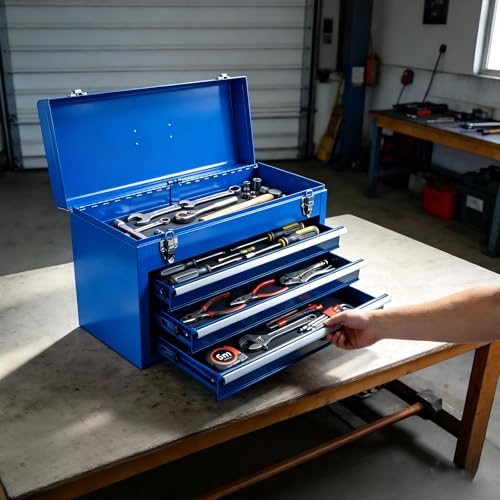 Metal Tool Box, 20.5-inch, Portable Metal Tool Box with 3 Drawers - view 7