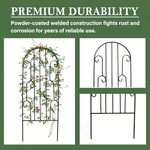 4 Pack Arched Iron Trellis, 45" H x 15.9" W, Decorative Scrollwork - view 3