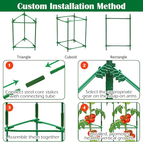 4 Pack Tomato Trellis & Cages, Plant Support Stakes for Outdoor Vertical Garden, Climbing Plants, Vegetables, Tomatoes, Cucumbers - view 5