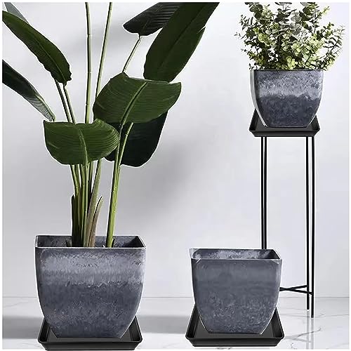 Square Plant Saucer 10 Inch 2 Pack, Durable Plastic Plant Trays Plant Pot Saucers, Square Planters for Indoors and Outdoors Plants, Garden Large Plant Saucers for Pots Black. - view 7