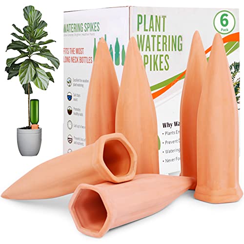 Plant Watering Spikes, Plant Vacation Waterer Wine Bottle Watering Stakes Terracotta Devices Slow Release Self Spikes for Indoor Outdoor