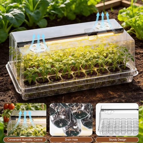 72 Cells Seed Starter Tray with Grow Light, Seed Starter Kit Full Spectrum with 5 Dimmable Brightness & Timer, Indoor Plant Grow Tray for Beginners & Seasoned Gardeners, Gardening Gifts, White - view 6