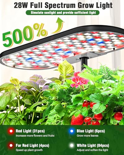 Hydroponics Growing System Kit, 16 Pods Indoor Garden with 28W Full Spectrum LED Grow Light, Auto Timer, 3 Smart Light Modes, 8L Large Herb Garden, Ideal Gardening Gift for Women, Men (Black) - view 2