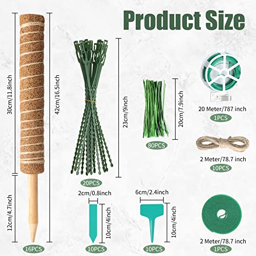 16 Pack Moss Pole for Plants Monstera 264 Inch Bendable Plant Pole Sticks - view 2