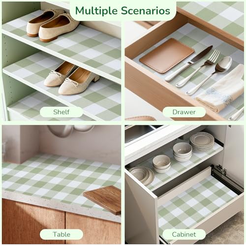 Green Gingham Shelf Drawer Liners Non-Adhesive 11.8In x 10FT - view 5