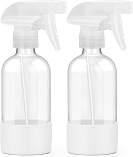 Glass Spray Bottles 8 oz, 2 Pack Spray Bottle for Hair with Silicone Sleeve