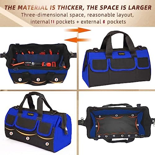 20 Inch Heavy Duty Tool Bag with Wide Mouth for Tool Storage,Carrier and Organizer,Tool Bag for Men/Women, Wide Mouth Tool Bag with Inside Pockets (20 Inch) - view 4