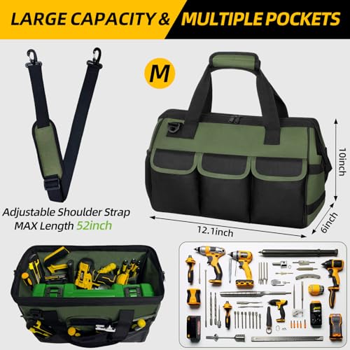 Portable Tool Bag Heavy Duty Tool Box Organizer with Shoulder Strap,M-Green - view 2