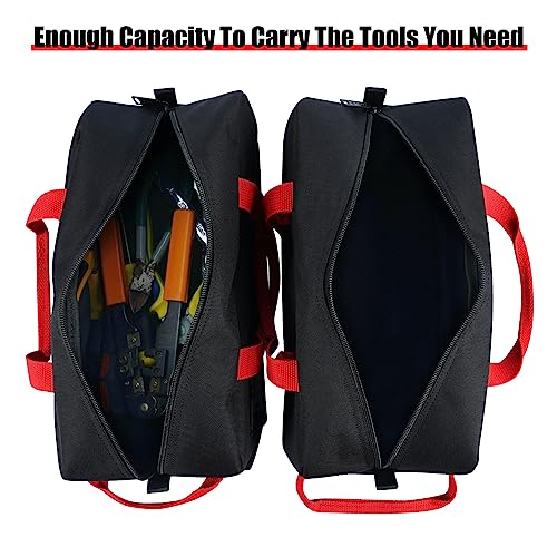 Small Canvas Tool Bag Tool Tote Bag with Zipper Utility 14 Inch Tool Organizer Bags for Electrician,Construction,Plumbing,HAVC (Black 2 Packs) - view 5