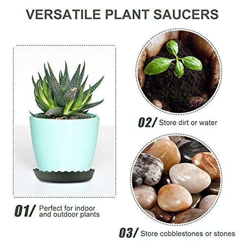 12Pcs Plant Saucer, 6 8 10 Inch Durable Plastic Plant Tray, Black Round Plant Pot Saucers, Drip Tray for Indoor and Outdoor Garden - view 3