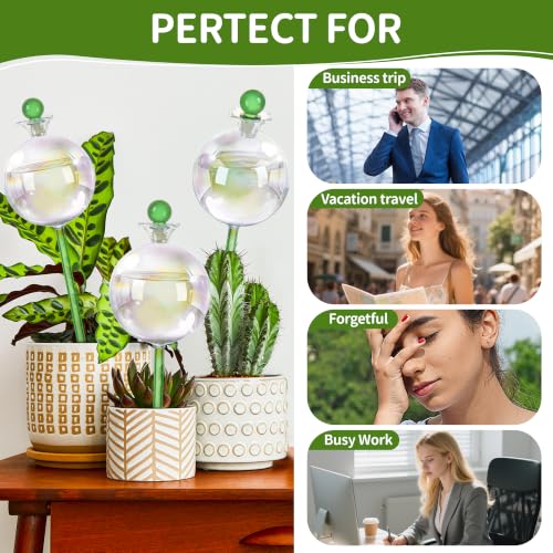 17 oz 2 Weeks Extra Large Plant Watering Globes, Iridescent Glass Self Watering Globes, Self Watering Planter Insert, Automatic Watering Bulbs for Daily or Vacation Use (4 Pack) - view 6