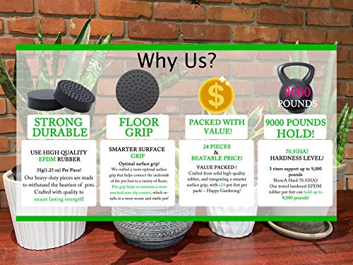 24 Pack Invisible Pot Feet with Enhanced Non-Slip Surface Grip Plant Pots and Flowers, Solid Rubber Pots Risers, Pot Lifters for Indoor or Outdoor Planters - view 2
