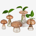 Mushroom Glass Propagation Station, 5Pcs Amber Plant Terrarium Jar