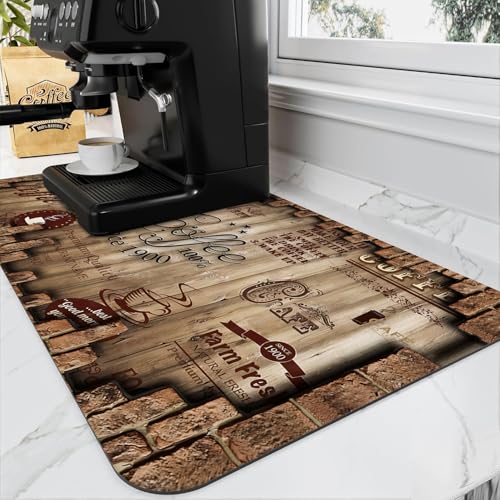 Absorbent Coffee Bar Mat for Espresso Machine Countertops, 20x12in