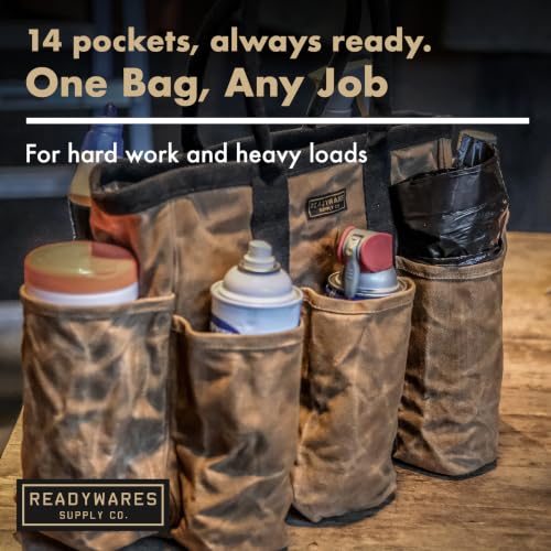 Supply Bag | 14" Waxed Canvas Gardening Tool Tote with Pockets - view 5