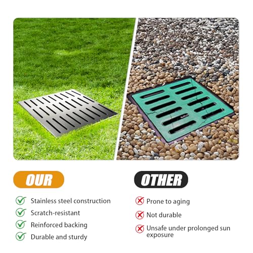 18x18x15 Inch Catch Basin with Stainless Steel Grate, Large Drainage Basin with Debris Basket, French Drain Basin Without Reserved Hole for Yard, Patio, Downspout, Commercial, Municipal Pipeline, Lawn - view 4
