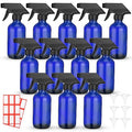12 Pcs 8 oz Glass Spray Bottles, Funnels and Labels, Blue, Classic
