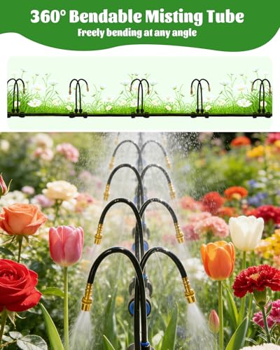 66FT Drip Irrigation System with 40 Nozzles, Automatic Drip Irrigation Kit, Garden Watering System with Dual-Head 360° Bendable Spray Nozzles for Lawn, Raised Bed (66FT, 40 Nozzles) - view 4