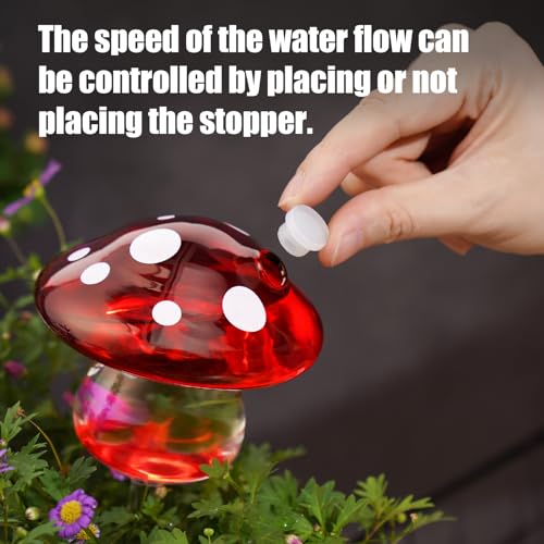 Self Watering Globes Mushroom Glass Bulbs Set of 3, Indoor Outdoor - view 3