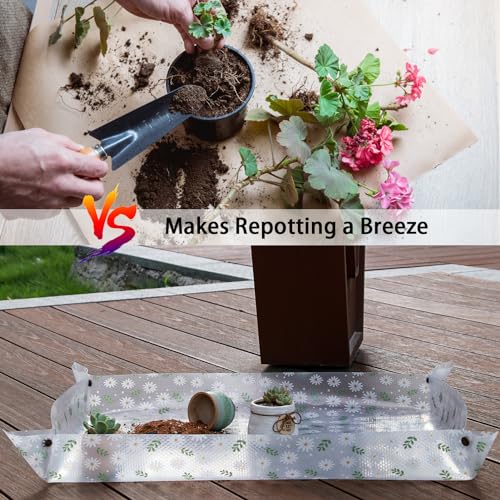 Repotting Mat for Indoor Plants Waterproof Clear Potting Mat Foldable Plant Potting Repotting Tray Portable Gardening Tray for Indoor Potting Soil, Gardening Gifts for Women 31.5 x 23.6(Leaves) - view 2