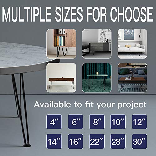 10inch Black Hairpin Furniture Legs(4PCS) | Heavy-Duty Hairpin Legs End Table Legs| with Screws and 4pcs Bonus Rubber Floor Protectors | Metal Table Legs Desk Legs Furniture Legs for DIYers - view 7