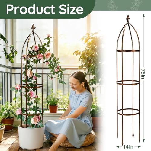 6.3FT, 100% Metal Thickened Garden Obelisk Trellis for Climbing Plants - view 2
